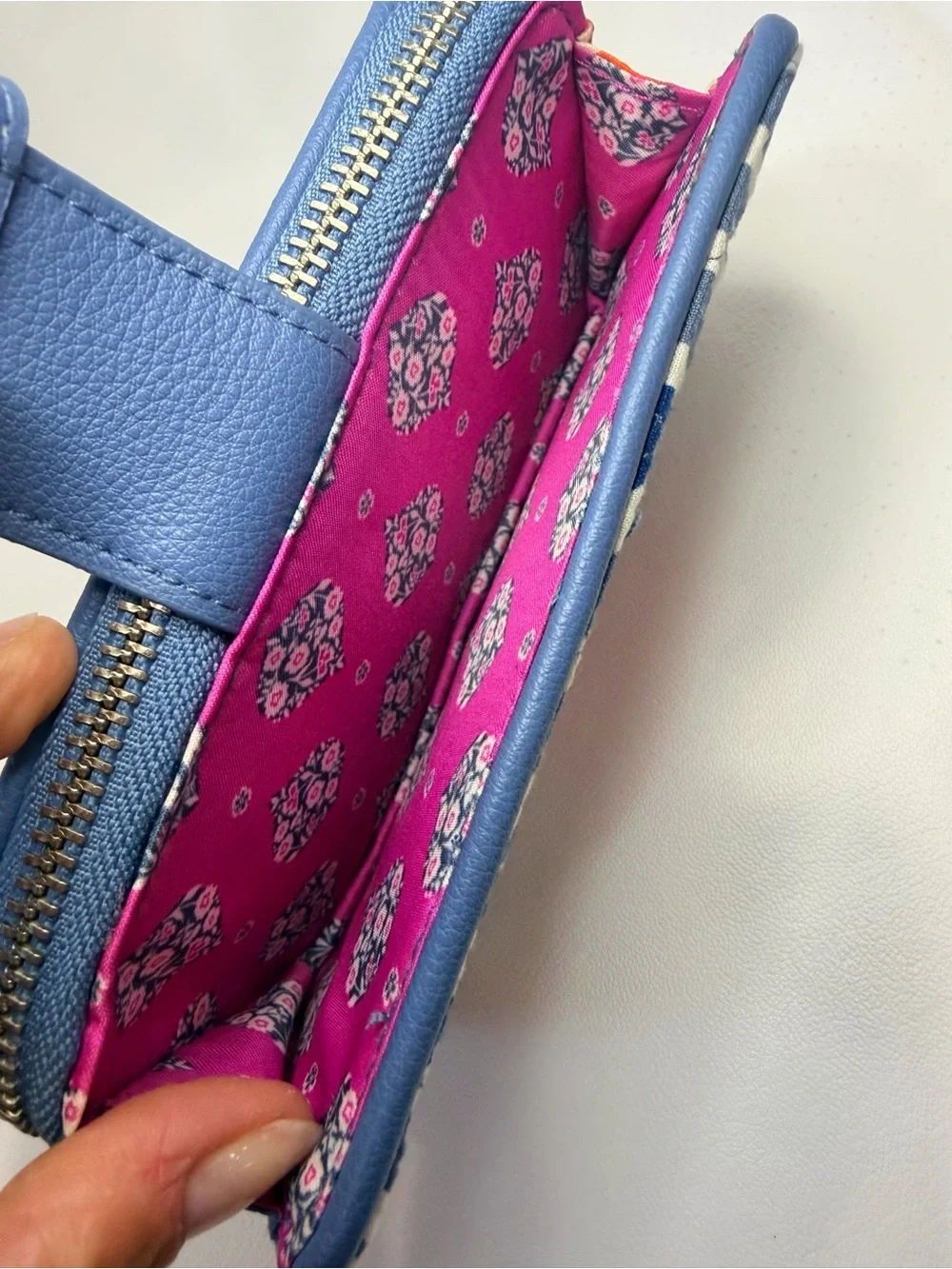Vera Bradley Blue, White and Pink Geometric RFID Wristlet Wallet - Picture 9 of 9
